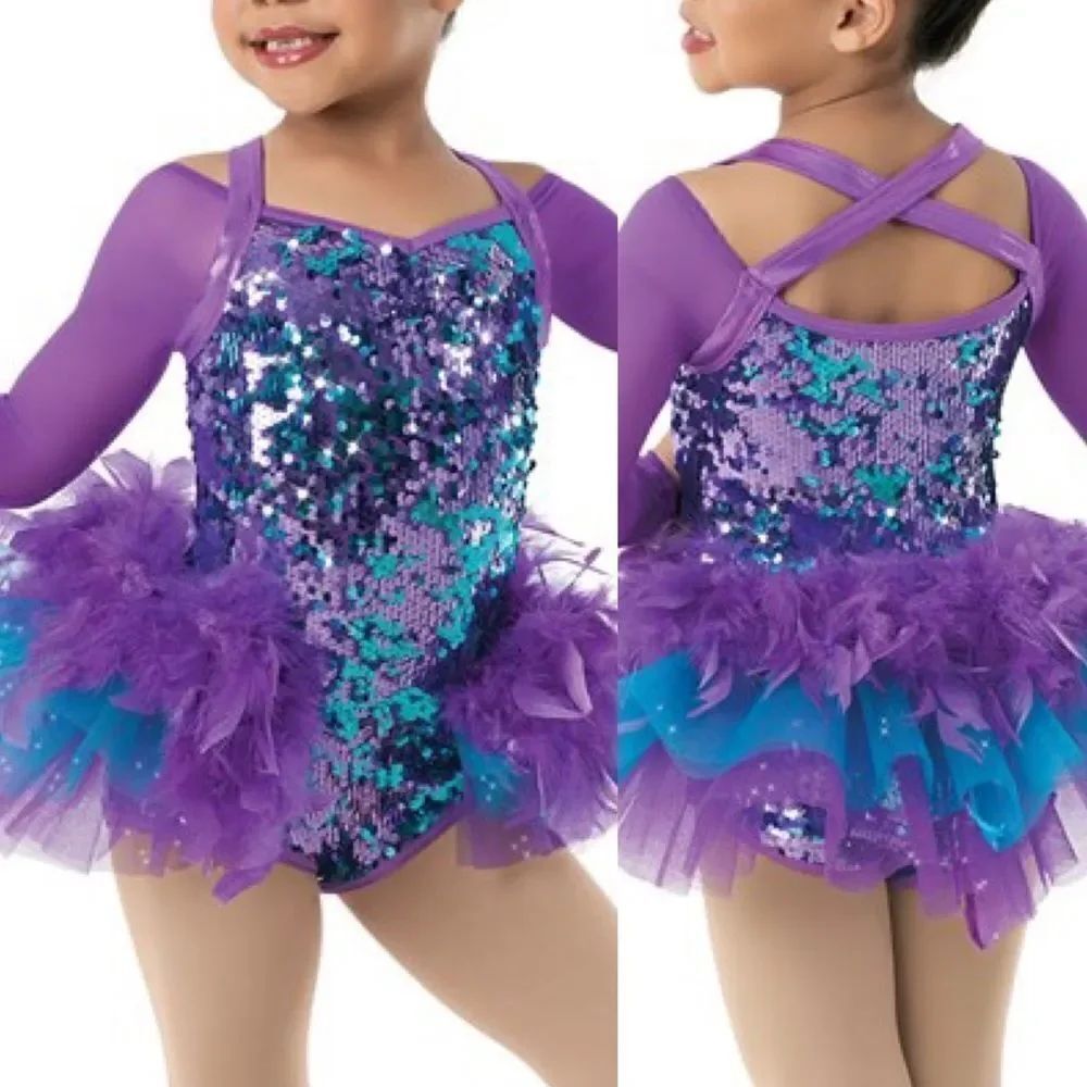 WEISSMAN Dance costume Bigger Is Better
10504 Purple feather sequin sassy SC 6